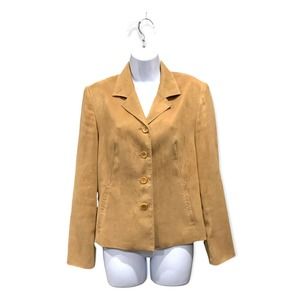 Talbots Blazer Women’s Size 4 Faux Suede Tan Jacket 3 Button Front Business